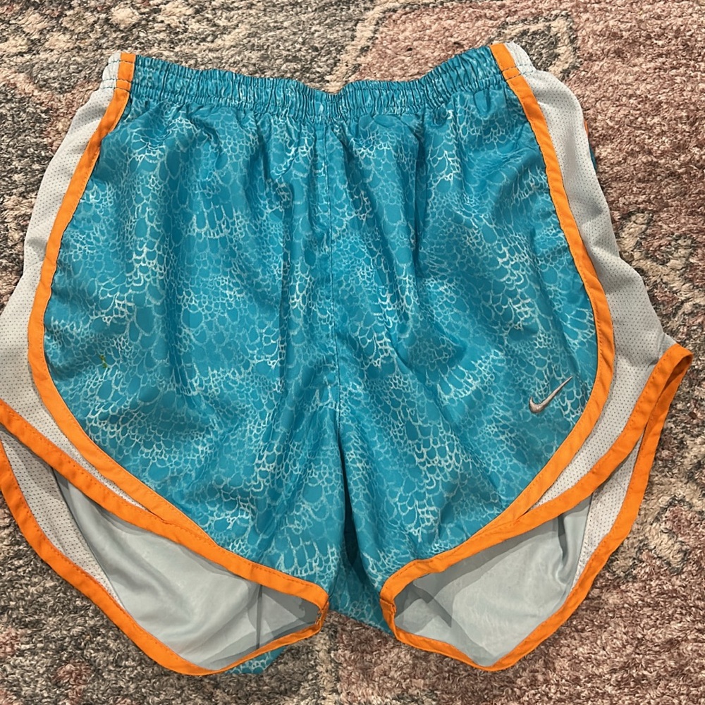 Nike Turquoise and Orange Running Shorts